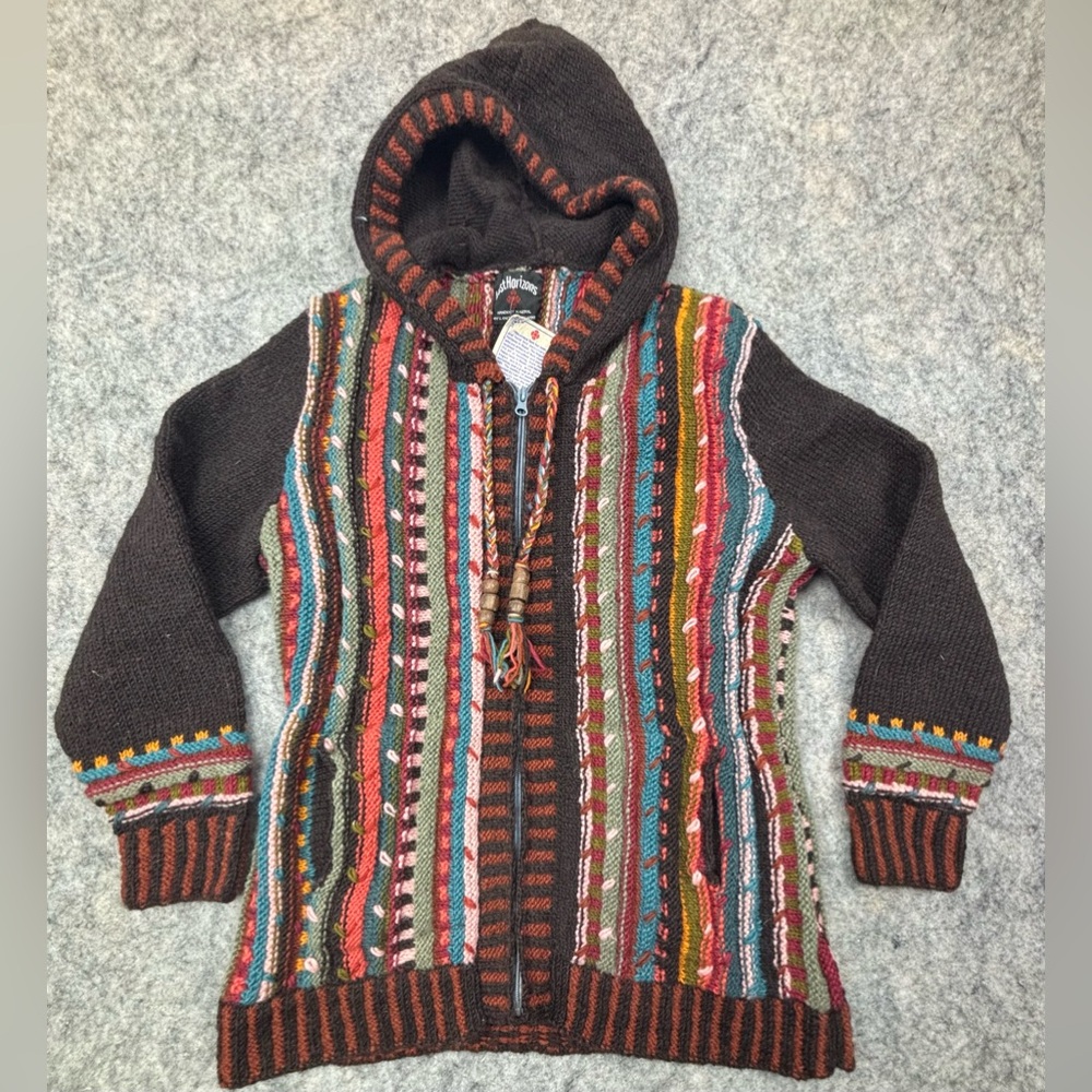 Lost Horizons | Handcrafted Women’s 100% Wool Zipper Cardigan | Size‎ Medium NWT
